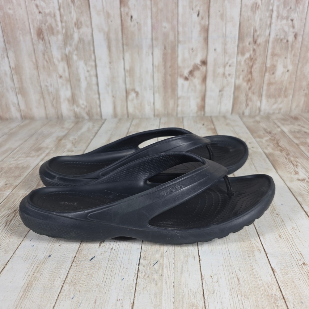 Crocs Flip Flops Sandals Comfort‎ Thong Black Casual Shoes Women's Size 10